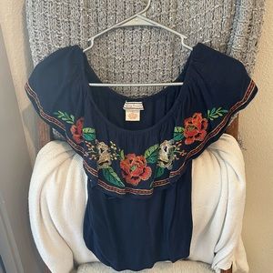 Navy blue floral top